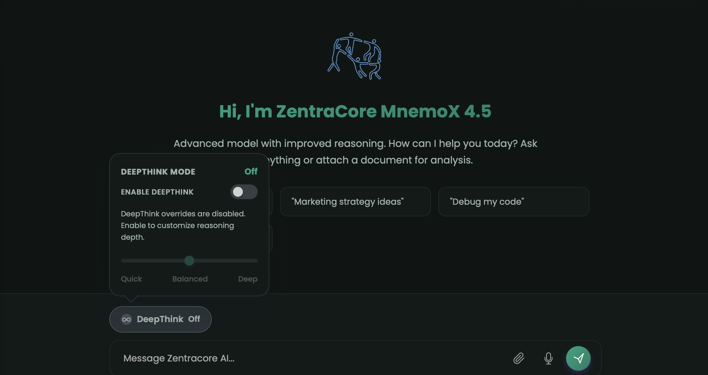 DeepThink Mode interface